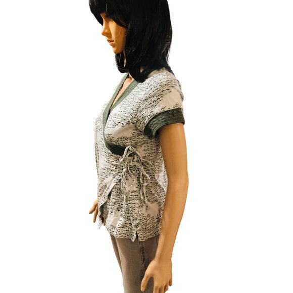 (5 for $25)V-Neck Kimono Wrap Top With Side Tie Short Sleeve Womens Blouse - Picture 5 of 9